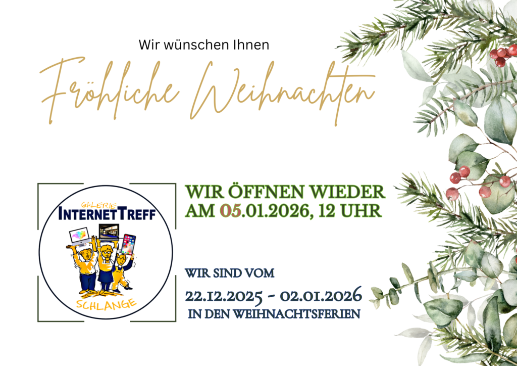 Frohe Weihnachten, der InternetTreff öffnet am 05-01-026