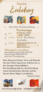 Henriette Simon Retrospektive Ausstellung im DainS, Flyer mit Daten